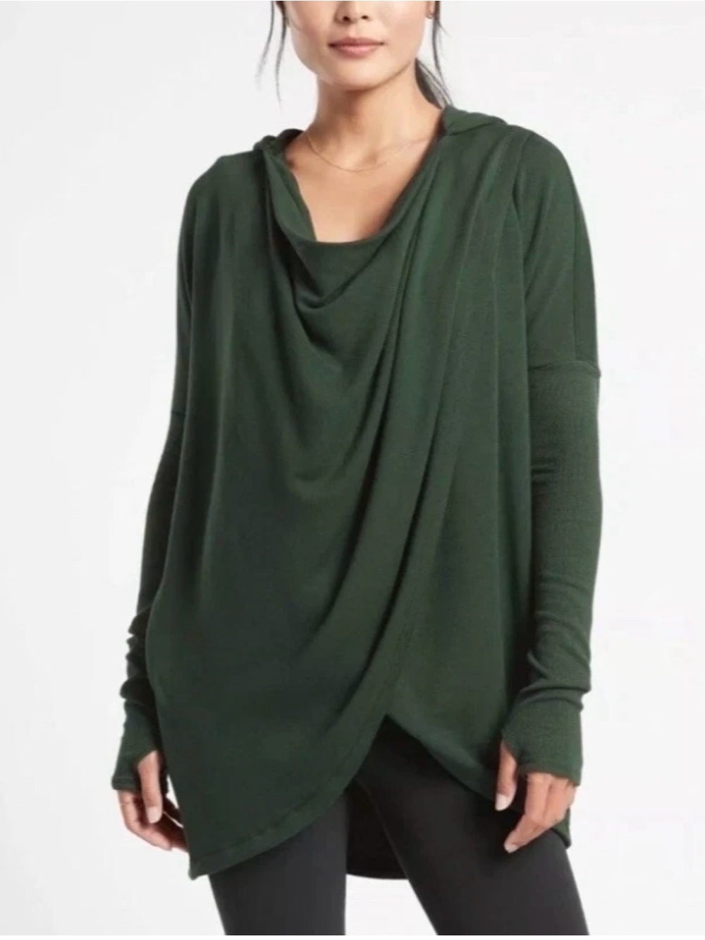 Athleta  Purana Wrap Sweatshirt Hoodie Seaweed Green Sweatshirt Soft M